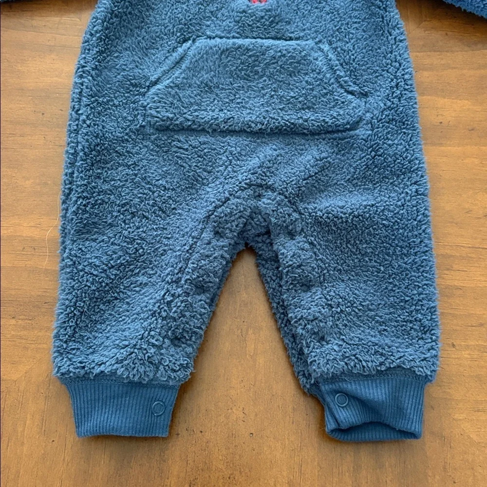 Carter's Fleece Sherpa Jumpsuit One Piece Half-Zip Blue Footless Size 3 Months
